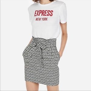 Express Houndstooth Skirt with Sash belt